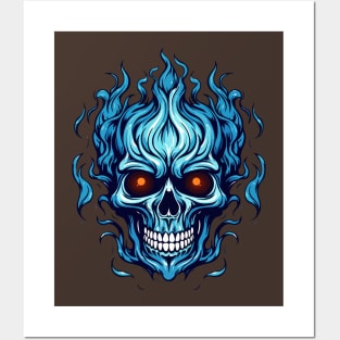 Blue skull Posters and Art